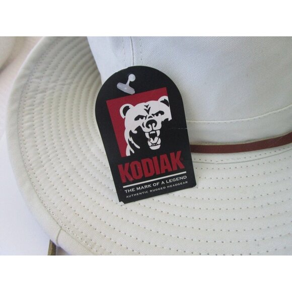 Men's Kodiak Rugged Outback Headwear Beige & Leather Strap - OS 100% Cotton NWT - Picture 4 of 16